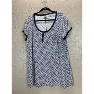 Jane‎ And Bleecker Women's Blue Pajama Top Lounge Sleep Shirt Size XXL